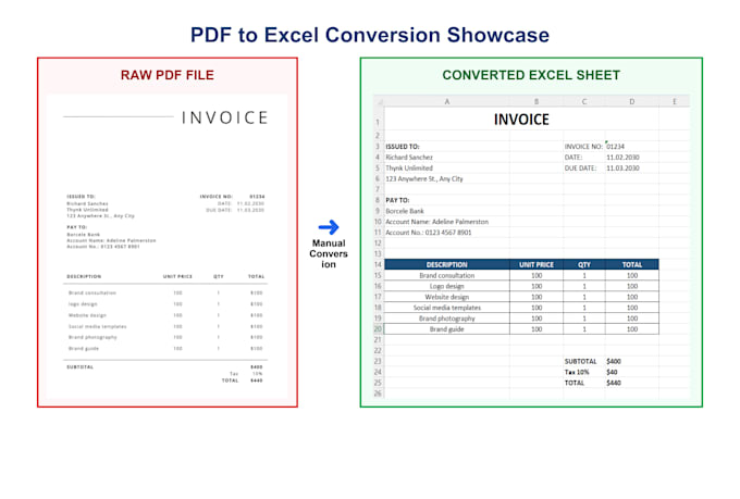 do PDF to excel conversion